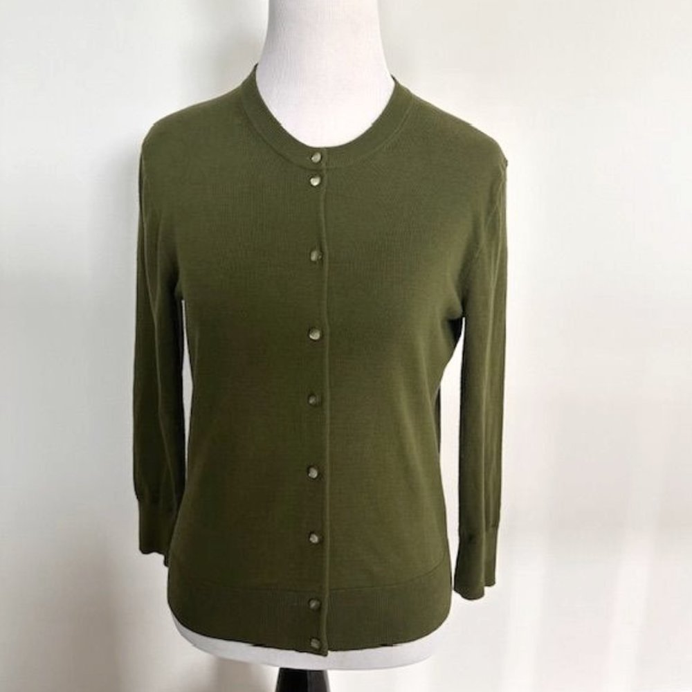 J. Crew Jackie cotton cardigan 29350 Woodland green small EUC!